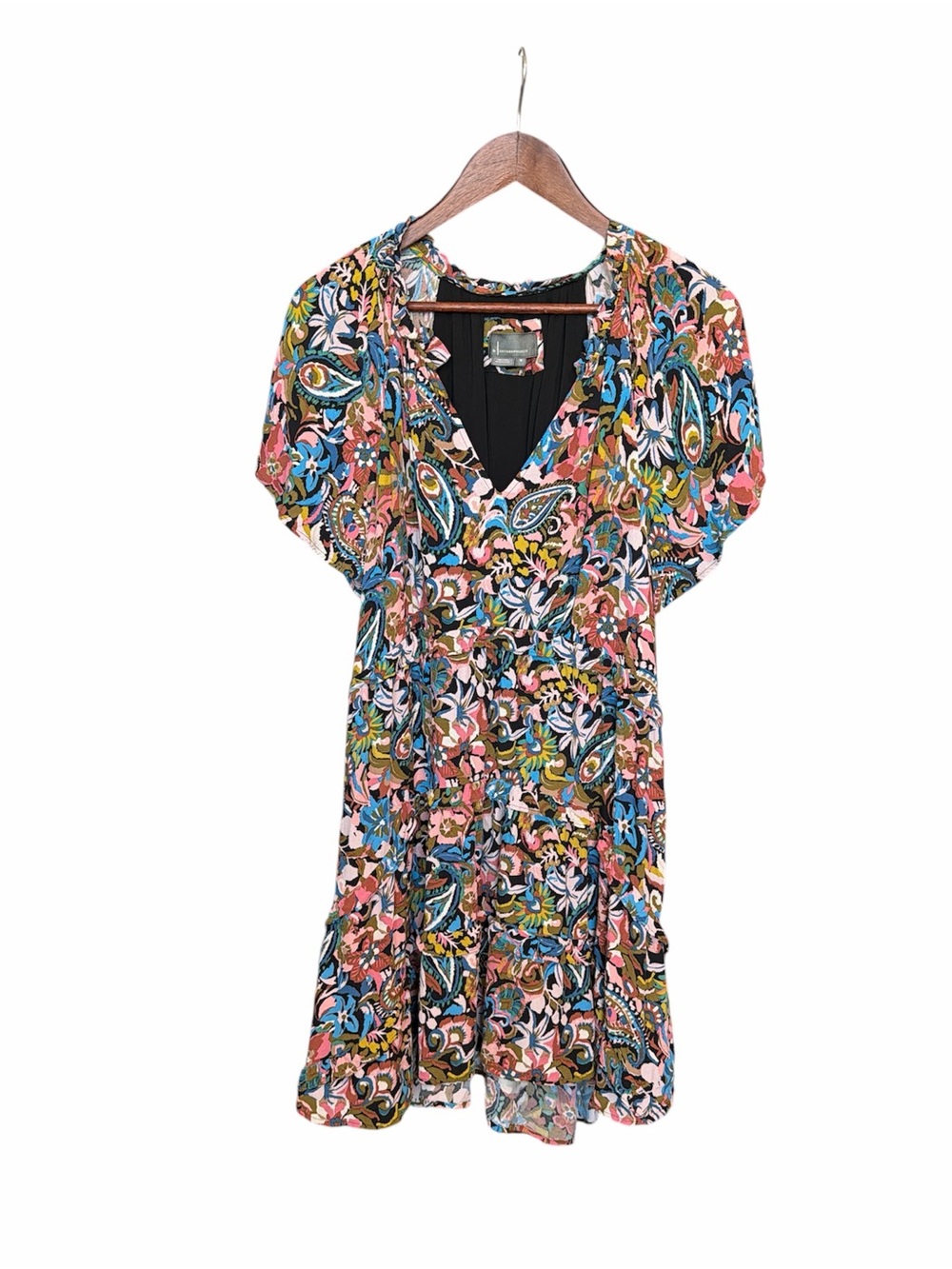 Anthropologie Robin tiered midi dress Medium colorful flutter sleeve casual boho